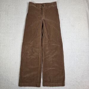 Faherty Pants Women's 28 Brown Corduroy Wide Leg High Rise